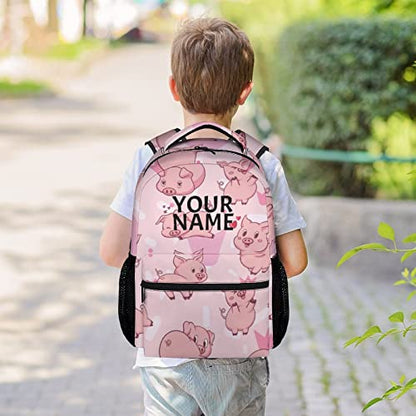 Personalized Pig Backpack Gifts with Text Name, 16 Inch Cute Pig Bookbag Durable, Lightweight, Large Capacity, Funny Animal Backpack for School Girls Kids Women - color: Style-3-1