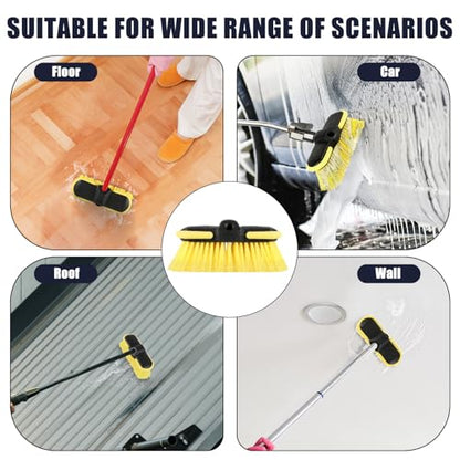 Car Wash Brush Head, 8'' Scrub Brush Attachment for Long Handle Extension Pole,Outdoor Broom and Scrubbing Brush for Cleaning Window, Wall, House Floor, Deck, Patio, Car