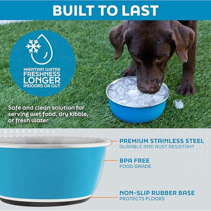 Master Pet Supply Stainless Steel Dog Bowls Set of 2 (16 Oz Each) with Non-Slip Rubber Base - Black Velvet - Basic Dog Food Bowl Water & Food Bowls for Small Medium Large Dogs & Cats, Metal Dish - color: Black Velvet, size: 2 Cups (16 oz) 2 Pack