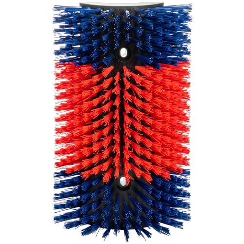 Premier 1 Scratch Brushes for Cattle, Sheep, Goats, Horses & Other Livestock | Durable 2" Stiff Bristles Built to Last | Easily Mounts with Hardware Included (Red/Blue - XL) - style: Red/Blue - XL