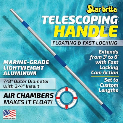 STAR BRITE Extend-A-Brush Handles - Fixed & Telescoping Floating Handles - Quick Connect for Boat, RV, Pool, Auto, Home Cleaning - Durable, Versatile Extension Handles for Multiple Accessories - style: 3'-6' Telescoping Extend-A-Brush