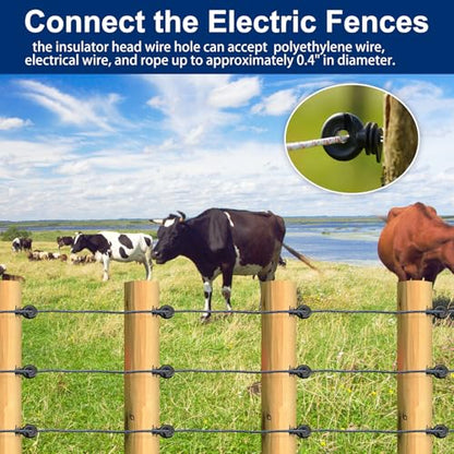 Kingdder Electric Fence Tester Kit, 12kv Neon Voltage Fault Finder (No Battery Required) with 50 Pcs Screw-in Wood Post Insulators for Farm Ranch Polywire Tape, 2000v-12000v(Screw Kit) - style: Screw Kit