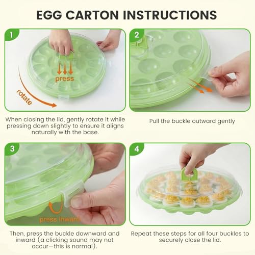 HANSGO Deviled Egg Containers with Lid, Deviled Egg Platter Carrier Holder Trays with 22 Slots for Holiday Party and Home Kitchen, Green - color: Green