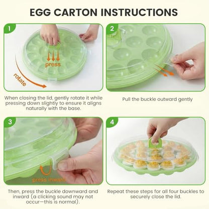 HANSGO Deviled Egg Containers with Lid, Deviled Egg Platter Carrier Holder Trays with 22 Slots for Holiday Party and Home Kitchen, Green - color: Green