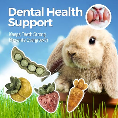 TEEWY 4PCS Guinea Pig Toys, Hamster Chew Toys, Natural Plant-Based Guinea Pig, Hamster, Rat & Chinchilla Toys for Teeth Grinding and Play - style: 4PCS-Fruit & Vegetable