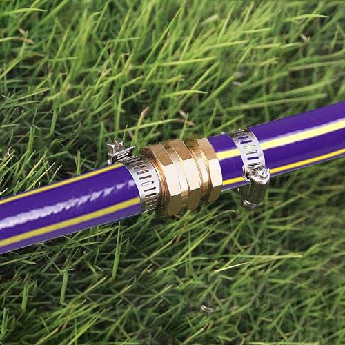 Triumpeek 4 Sets Garden Hose Repair Connector with Clamps, Aluminum Water Hose End Replacement Fit for 3/4" and 5/8" Garden Hose Fittings - color: 4 Sets - Brass