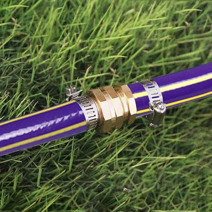 Triumpeek 4 Sets Garden Hose Repair Connector with Clamps, Aluminum Water Hose End Replacement Fit for 3/4" and 5/8" Garden Hose Fittings - color: 4 Sets - Brass