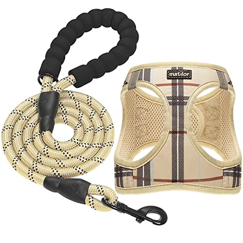 Dog Harness Step-in Breathable Puppy Cat Dog Vest Harnesses for Small Medium Dogs - color: Beige, size: Medium (Chest 13.5''-16.5'', Weight 10-15 lb)