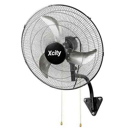 Xcity Wall Mount Fan 20", 3-Speed, Oscillating Cooling | 5500 CFM, 90°Oscillation & 30°Tilt Angle, 6 ft Cord, Indoor Cooling, Industrial Workshops, Patios，Garage, Corner Use - size: 20'' Oscillating