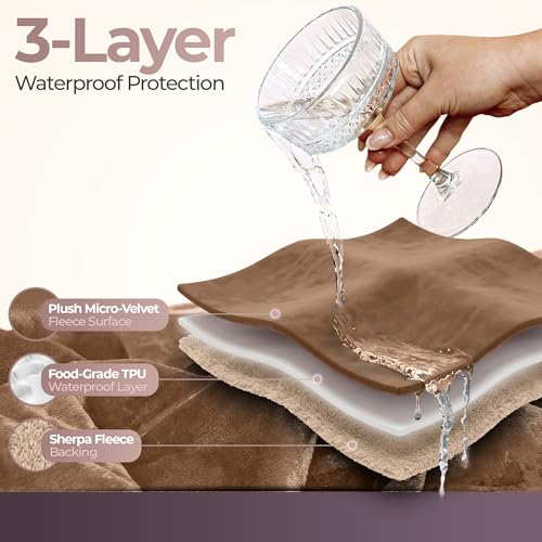 Sacred Weapon Splash Blanket – Plush Deluxe Mattress Protector – VIP Waterproof Fleece Blanket – Boonger Blanket with Moisture Barrier, Stain Proof & Washable – Queen/King Size Beige 80"x80" - color: Beige, size: Large (80"x 80")