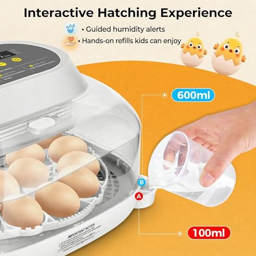 Sailnovo Incubator for 24 Eggs, 4 Modes Egg Incubator with Automatic Egg Turning, Temperature Control and Humidity Alarm - 360°View with Clear Window Incubators for Hatching Chicks(Grey)