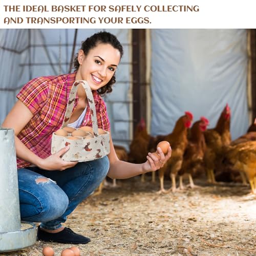 Sweetude 2 Pieces Egg Basket Mini Egg Collecting Bags Gathering Basket with 7 Pouches for Farmhouse Chicken Hen Duck Goose Housewife Garden Transporting Storage, 8 x 2.6 Inch(Retro) - color: Retro