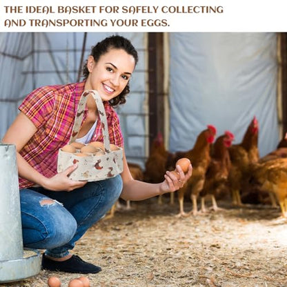 Sweetude 2 Pieces Egg Basket Mini Egg Collecting Bags Gathering Basket with 7 Pouches for Farmhouse Chicken Hen Duck Goose Housewife Garden Transporting Storage, 8 x 2.6 Inch(Retro) - color: Retro