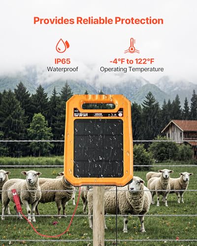 VEVOR Solar Fence Charger, 0.3J 8 kV Solar Powered Fence Charger, Weather-Resistant Electric Fence Energizer Kit, 7 Days Runtime, for Livestock, Poultry, Garden Protection - style: 0.3J