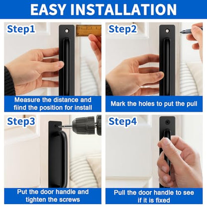 TamBee 4 Pack 6-1/2 Inch Black Metal Gate Pull Handles, Heavy Duty Hardware, Durable Pull Grips for Wooden Fence, Shed, Barn Door & Outdoor Use - size: 4 Pack 5 Inch Metal