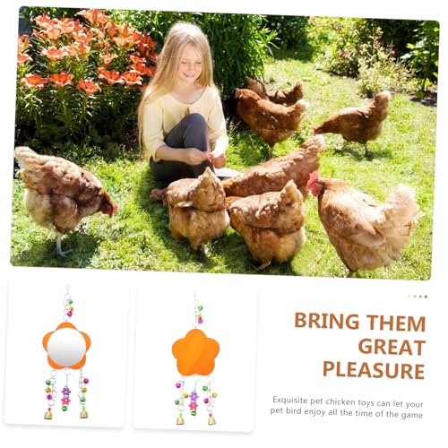 GALPADA 1pc Chicken Mirror Toy Bird Mirror Bell Fun Pet Supplies for Birds and Chickens Easy to Interactive Toy for Birdcage Entertainment