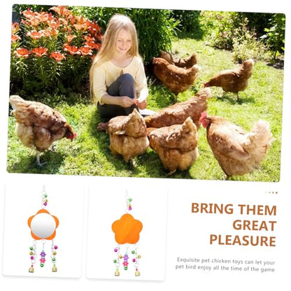 GALPADA 1pc Chicken Mirror Toy Bird Mirror Bell Fun Pet Supplies for Birds and Chickens Easy to Interactive Toy for Birdcage Entertainment