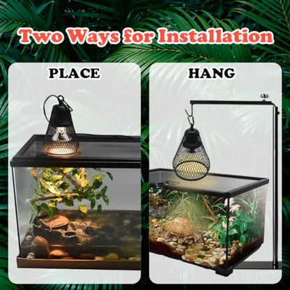 Reptile Heat Lamp Guard Reptile Reptile Light Fixture UVB Reptile Turtle Heating Light Dome Lamp Cap Covers Max 200 Watt with one 25w Bulb for Bearded Dragon Turtle Snakes Frogs Chicks