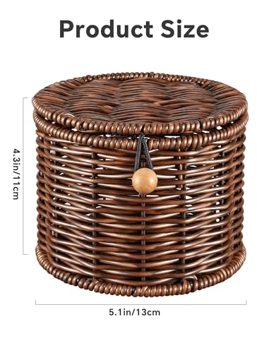 NiHome Garlic Keeper, Handwoven PP Rattan-Style Container with Ventilated Design for Countertop Kitchen or Pantry Use, Dark Brown