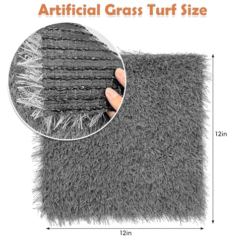 Hamiledyi Chicken Nesting Pads 4 Pcs Washable and Reusable Nesting Pads for Chicken Coop Artificial Grass Rug Carpet Synthetic Turf Mat Garden Lawn Bedding for Chicken Hen Small Pets(Grey, 12"x12") - size: 4 Pcs Grey