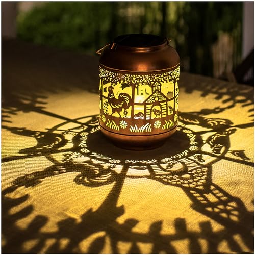 Chicken Solar Lanterns Outdoor Waterproof,Hanging Solar Lights Chicken Gifts for Women Men Metal LED Decorative Light for Yard,Patio,Lawn,Tabletop,Pathway,Landscape,Garden Decor - style: Chicken