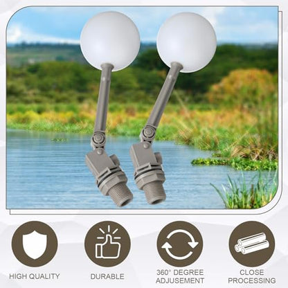 Cinnvoice 2 Pack 3/4" Float Valve for Water Tank with Adjustable Arm, Water Float Valve Ball for Automatic Shut off Livestock Waterer Pool