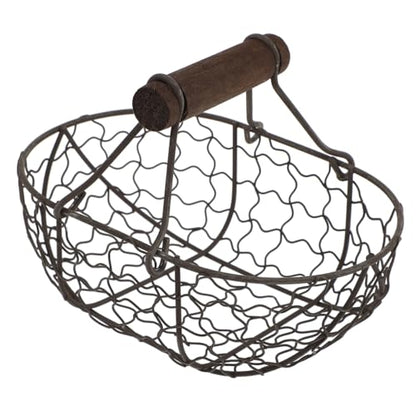Tofficu Iron Handheld Fruit Bread Basket 7.08X4.92X4.92In Multi-Functional Metal Wire Storage Organizer with Handle for Kitchen Dining and Home Decor - size: Dark Brown