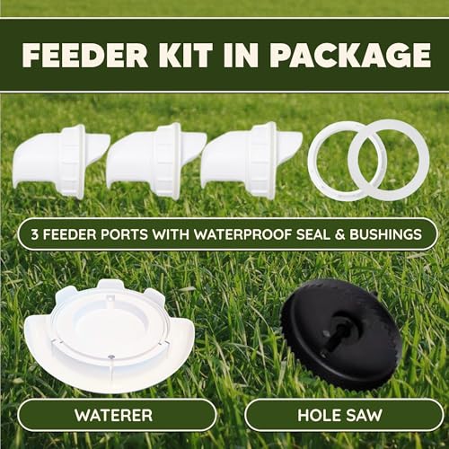 Poultry Pro Chicken Feeder & Waterer Set - As seen on Shark Tank, 3 Ports, Seal Bushings, Hole Saw & Waterer, DIY Feeders for Buckets, Barrels, Bins & Troughs (Bucket Not Included) - style: Feeder and Waterer Bundle