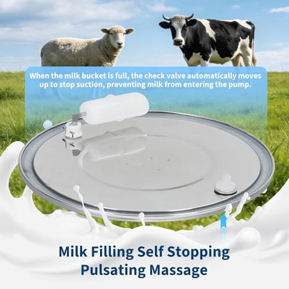 TROPOW 3L Goat Milking Machine, Electric Automatic Pulsation Vacuum Milker with 304 Stainless Steel Bucket, Portable Milker with Food-Grade Silicone Cups and Tubes, Adjustable Suction for Goat