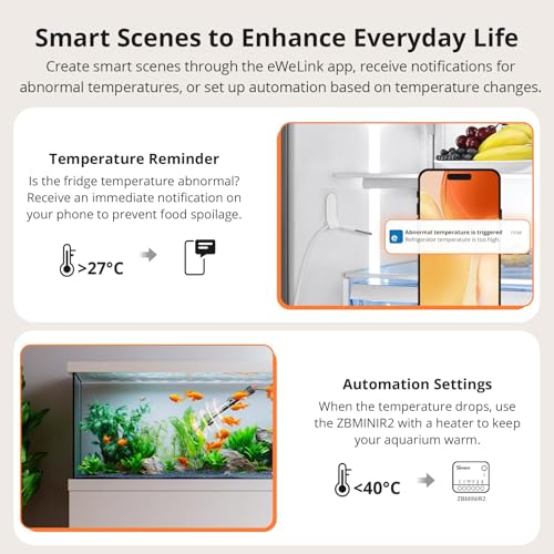 SONOFF SNZB-02LD Zigbee Waterproof Temperature Sensor with 1.5M Stainless Steel Probe, LCD Display, -40~115°C Range, APP Monitoring, Magnetic Mount, Works with Zigbee Hub