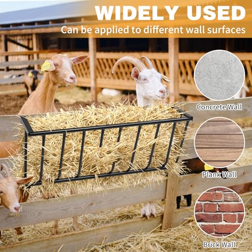 Wall Mount Hay Rack,Large Capacity Livestock Hay Feeder, Heavy-Duty Steel Goat Hay Rack, 40.8" Long Wall Mounted Horse Hay Holder, Multiple Sided Feeding Rack for Sheep Farm Livestock Indoor Outdoor