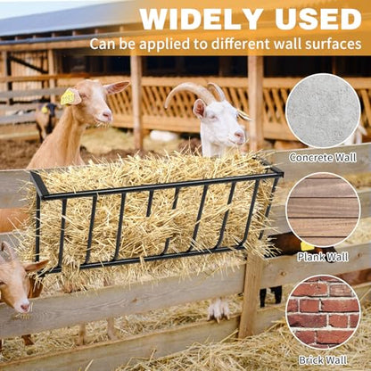 Wall Mount Hay Rack,Large Capacity Livestock Hay Feeder, Heavy-Duty Steel Goat Hay Rack, 40.8" Long Wall Mounted Horse Hay Holder, Multiple Sided Feeding Rack for Sheep Farm Livestock Indoor Outdoor