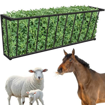 40'' Metal Wall Mount Hay Feeder, 25 Gallon Livestock Feeder for Goats Horses Cattle, Indoor Outdoor Hay Rack Blanket Holder - size: 40 Inch