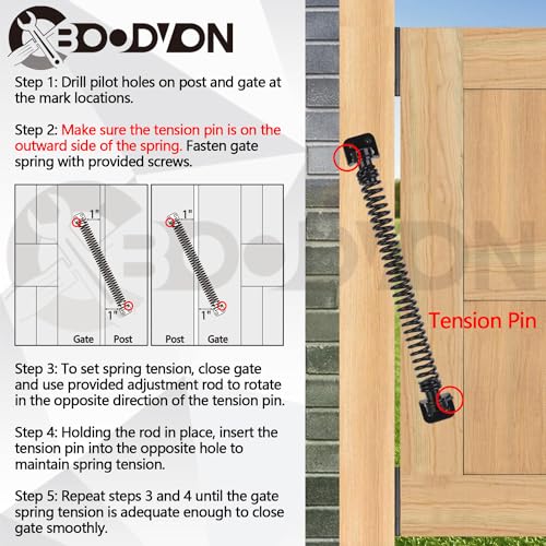11-1/2" Gate Spring Self Closing Heavy Duty Door Springs to Close Door, Adjustable Tensioner Automatic Gate Closure, Gate Spring for Wooden Gate, Vinyl Fence, Steel Door(Black, 1 Pack) - size: 11-1/2 Inch