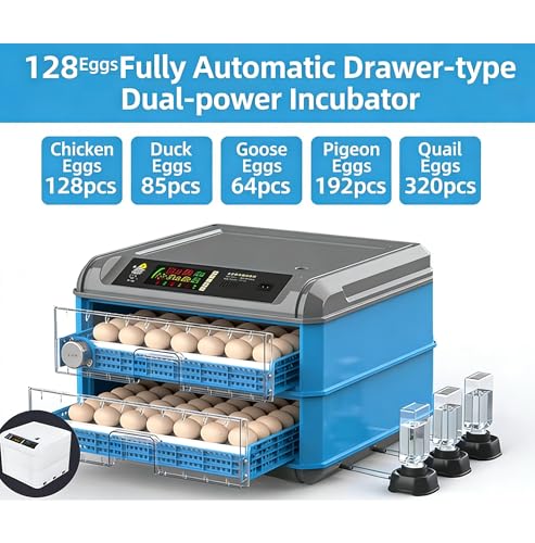 Automatic Egg Incubator For 128 Eggs - Digital Temperature & Humidity Control, 360° View Window, Auto Egg Turner- Commercial & Home Use For Chicken, Duck, Quail Eggs(128) - size: 128