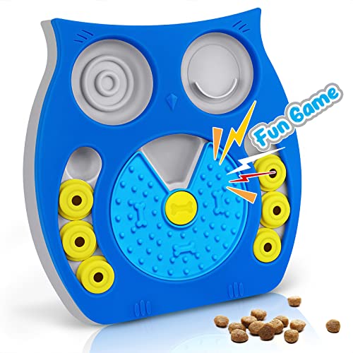 Dog Enrichment Toy for Bored Dogs, Interactive Treat Game, Dog Activity Toy | Helps Reduce Anxiety, Encourages Independent Play, Food Reward Puzzle, Keeps Dogs Busy, Great for Indoor Training - color: Dark Blue OWL-Large Dog