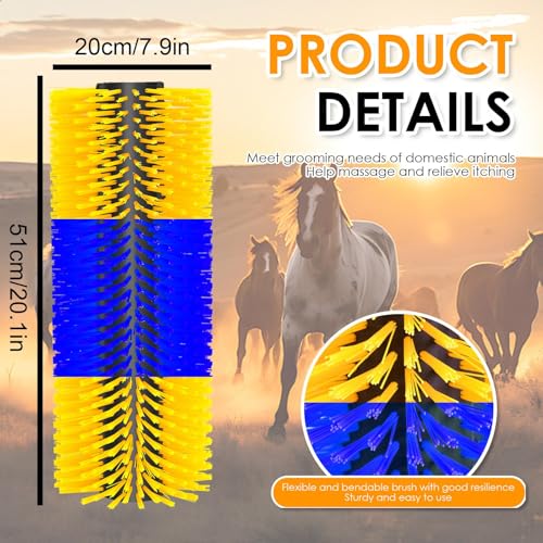 4 Sets Scratch Brushes For Livestock - 20 X 8 Inch Anti-Itch Tool,Multifunctional Cow Scratching Grooming Brush,Screws And Nuts For Sheep, Cattle, Horses, Pigs,Effectively Protecting The Fence - color: blue yellow