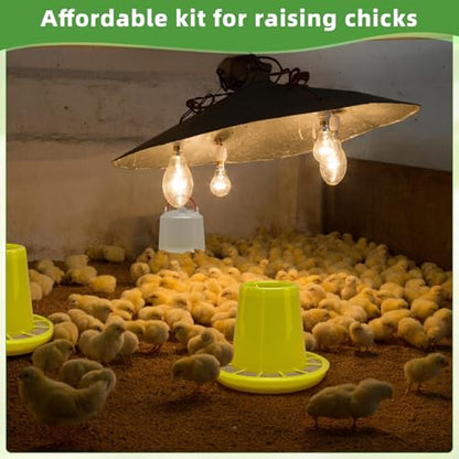 Funnymoom 12 Pack 1.5L Baby Chicken Feeder and Waterer Set Top Bird Small Poultry Feeding for Pigeon Chick Drinker Duckling Quail Feeding Dispenser (Yellow)