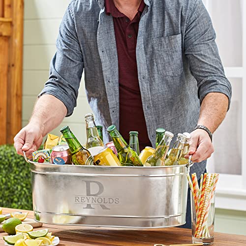 Let's Make Memories Personalized Beverage Tub w/Stand - Galvanized Beverage Tub - Customized Name & Initial – Drink Cooler - 5.5 Gallons - color: Name & Initial, size: With Stand