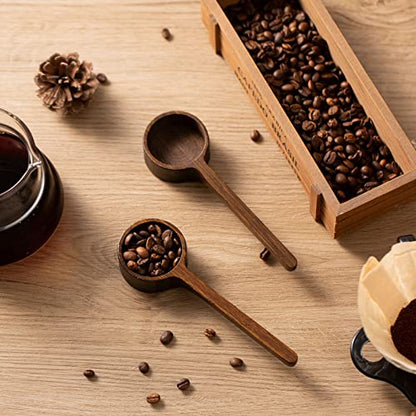 Wooden Coffee Scoop Measuring Scoop for Spices and Glass Jars with Bamboo Lids - color: bamboo 2 pcs