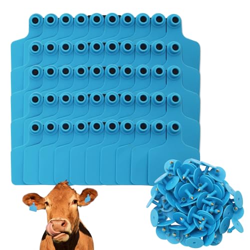 Blank Cattle Ear Tags 100 Pieces TPU Large Livestock Identification Tags for Sheep Cattle Calf Hog (Blue) - color: Blue