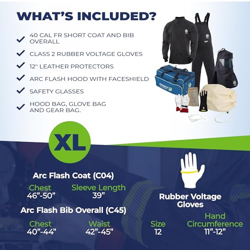 Premium Class 00 Insulated Electrical Gloves Kit, 500V AC / 750V DC, YellowWeaver Arborist Legacy Logging Belt & Suspenders - size: Gloves - X-Large Kit, Size 12