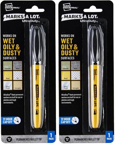 AVERY Marks A Lot UltraDuty Permanent Markers, Bullet Tip, Water Resistant, 1 Black Industrial Marker (29843) (Pack of 2) - size: 1 Count (Pack of 2)