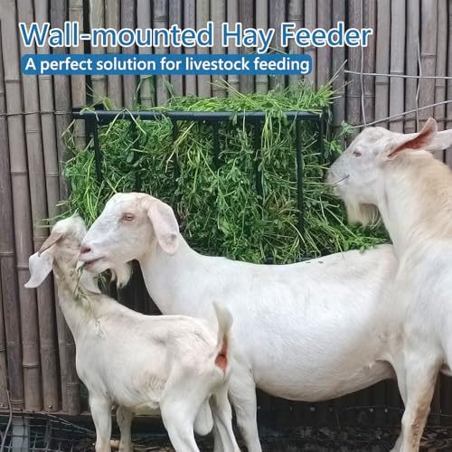 Wall Mount Hay Rack, 27'' Long Livestock Hay Feeder with 16 Gallon Capacity, Carbon Steel Hay Feeder for Sheep, Goats, Horses, Indoor Outdoor Uses - size: 16INCH
