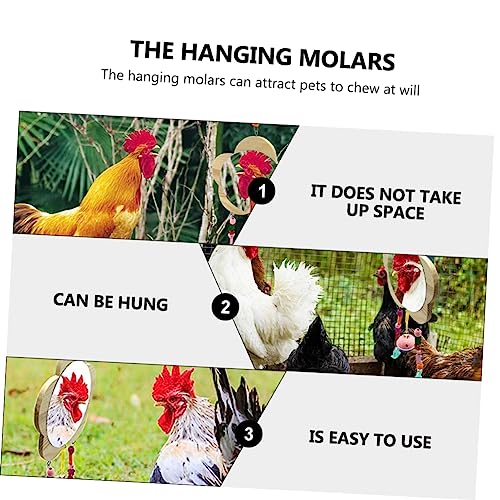 Wooden Chicken Toy Mirror and Bell Pendant Hanging Pet Hen Mirror for Cage Enrichment Interactive Fun for Chickens and Accessories