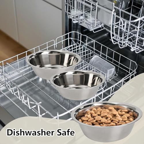 kathson 2 Pack Stainless Steel Dog Bowls, Dog Water and Food Bowl Set, Metal Puppy Bowls, Pet Dishes for Small Dogs and Cats - color: Silver, size: 2cups