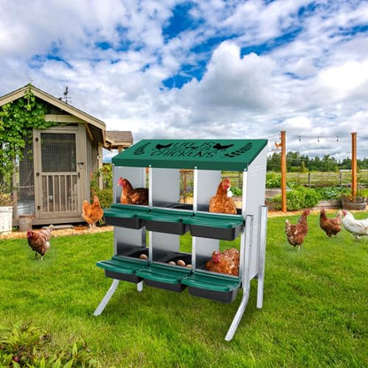 Tgeyd Nesting Boxes - 6 Holes for Laying Eggs - Chicken Brooder Box with Perch - Coops for Up to 24 Chickens - size: 36.6"L x 15.2"W x 8.7"H