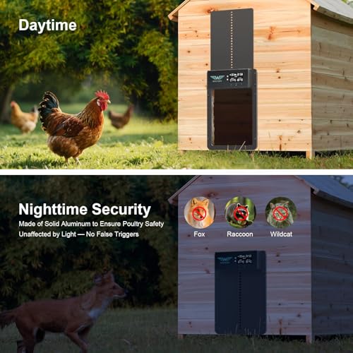 Automatic Chicken Coop Door with Timer & Light Sensor, Solar Chicken Coop Door with Multiple Modes, Automatic Chicken Door with LCD Display