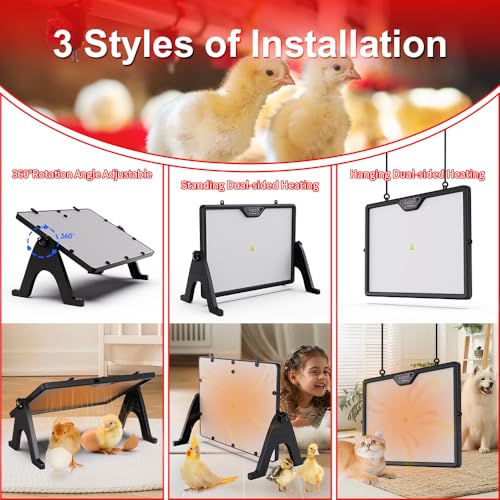 Upgraded Chick Heating Plate with Adjustable Height & Angle, Thermostatic Control Chick Warmer Pad for Enclosed Indoor Space – Ideal for Chicks, Ducklings, Quail, and Birds - size: 11.0"L x 12.0"W x 8.9"H