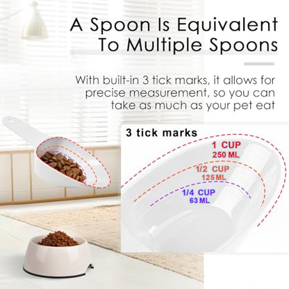 Dog Food Scoop-Melamine Pet Food Measuring Cup - 1 Cup 1/2 Cup 1/4 Cup Dog Cat Bird and Rabbit Food Feeding Scoop Dishwasher Safe - White - color: White